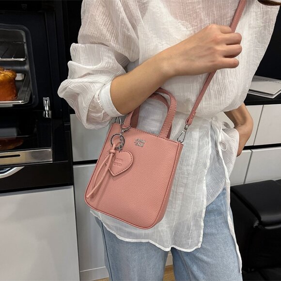 Chic Structured Mini Vertical Tote with Heart Charm - Picture 12 of 12